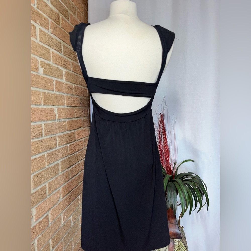 GUESS by Marciano Black Mesh Cutout Dress Open Back Bodycon Mini Medium - Picture 2 of 12
